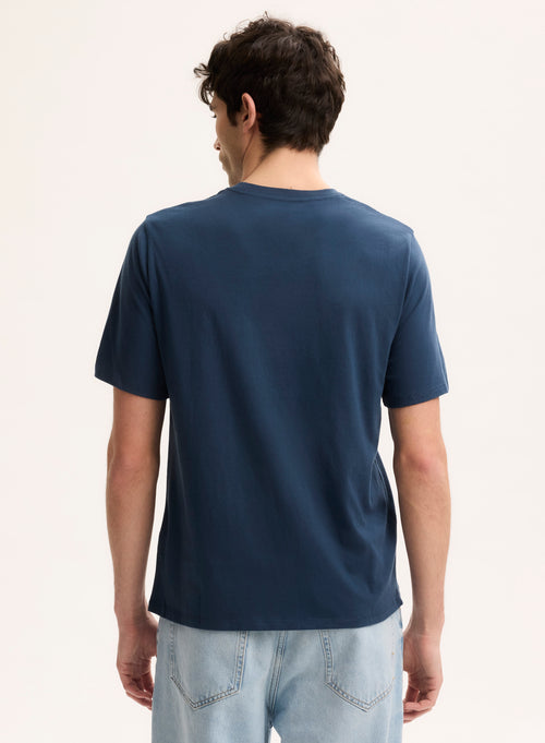 Blue V-neck Short Sleeve T-shirt - MAJESTIC FILATURES