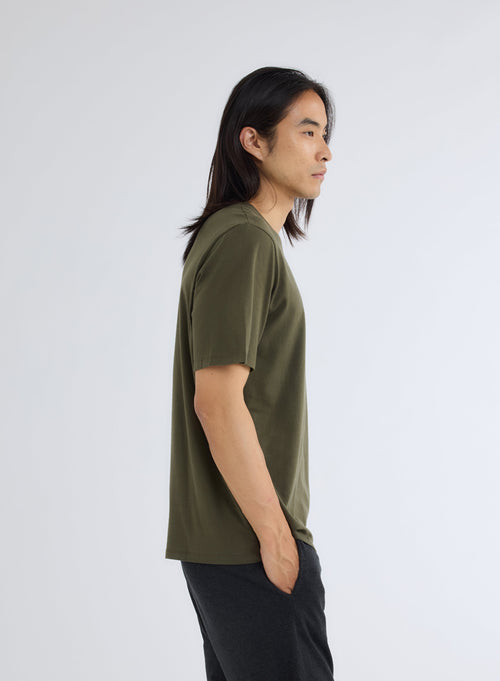 T-shirt Vert Col Rond Manches Courtes en 100% Coton organique - MAJESTIC FILATURES