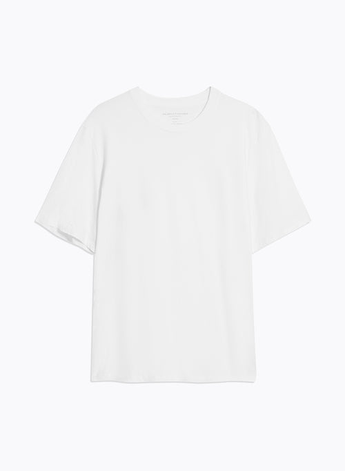 T-shirt Blanc Col Rond Manches Courtes en 100% Coton organique - MAJESTIC FILATURES