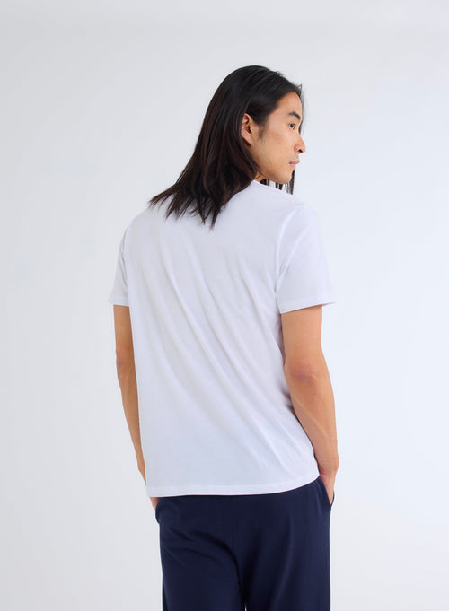 T-shirt Blanc Col V Manches Courtes en 100% Coton organique - MAJESTIC FILATURES