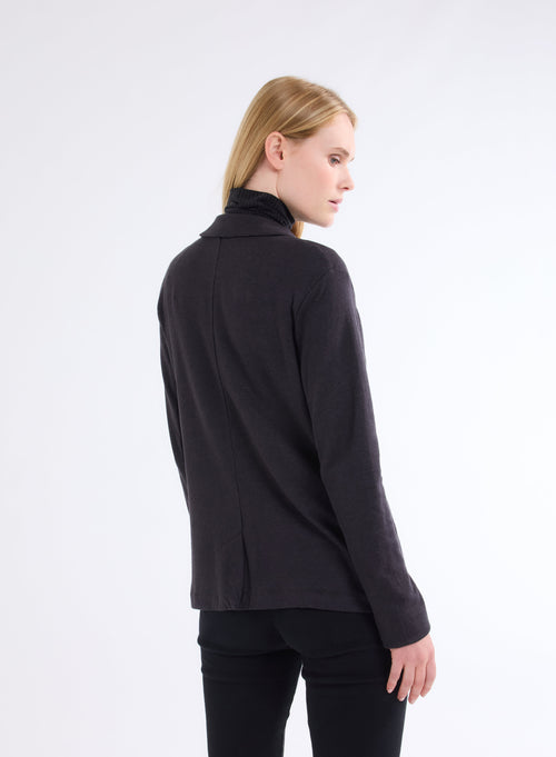 Veste Noir Manches Longues en Coton organique et Cachemire - MAJESTIC FILATURES