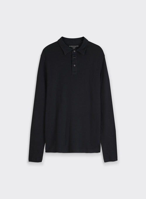 "Cotton / Cashmere Double sided Long Sleeve Polo" - MAJESTIC FILATURES