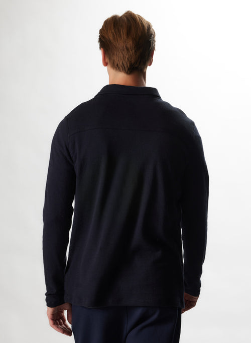 "Cotton / Cashmere Double sided Long Sleeve Polo" - MAJESTIC FILATURES