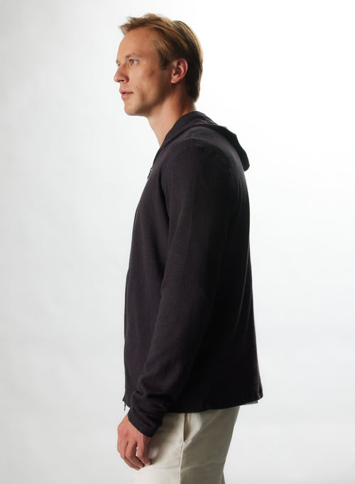 "Cotton /  Cashmere Double-sided Hooded Waistcoat" - MAJESTIC FILATURES