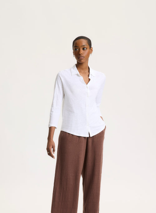 White Shirt 3/4 Sleeves - MAJESTIC FILATURES