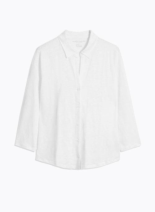 Chemise Blanche Manches 3/4 en Lin / Elasthanne - MAJESTIC FILATURES