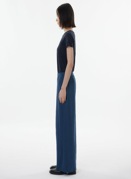 Pantalon Bleu en Lin / Elasthanne - MAJESTIC FILATURES