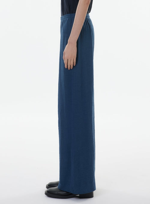 Pantalon Bleu en Lin / Elasthanne - MAJESTIC FILATURES