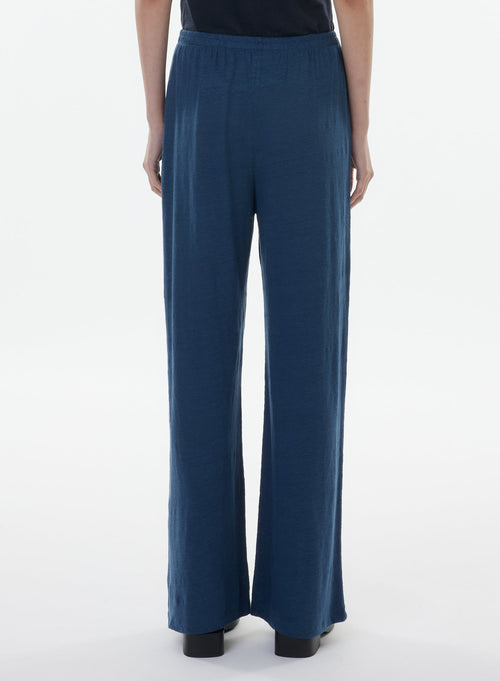 Pantalon Bleu en Lin / Elasthanne - MAJESTIC FILATURES