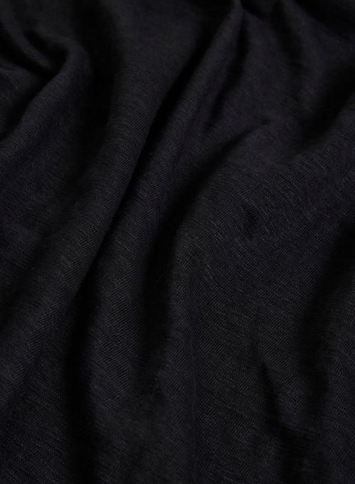 Schwarzes Kurzarm-T-Shirt aus Leinen / Elasthan mit V-Ausschnitt - MAJESTIC FILATURES