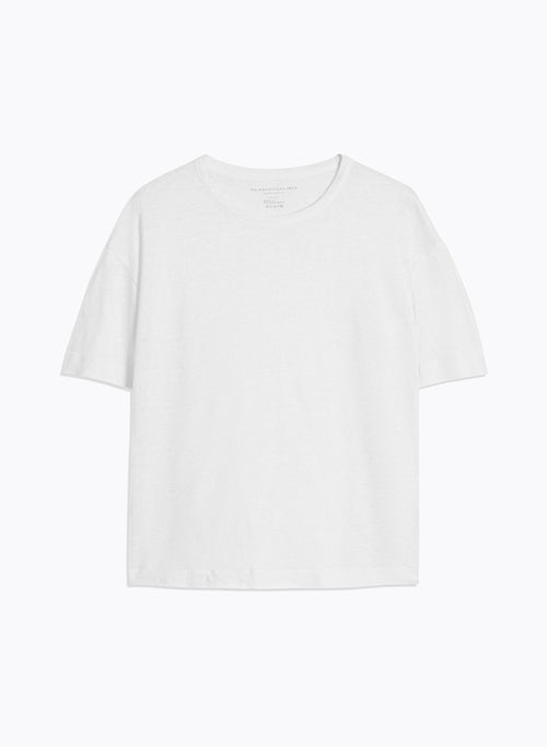 Tee shirt Blanc Col Rond Manches Courtes - MAJESTIC FILATURES