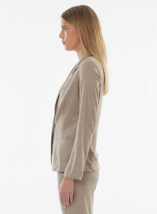 Veste Beige Manches Longues en Lin,Elasthanne - MAJESTIC FILATURES