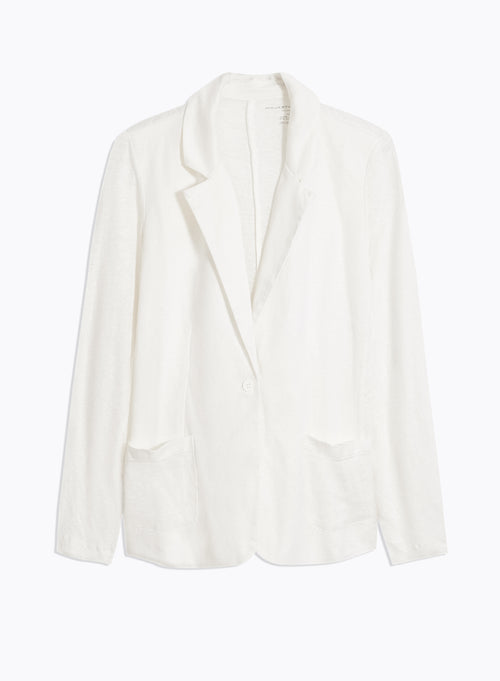 White Long Sleeve Linen and Elastane Jacket - MAJESTIC FILATURES