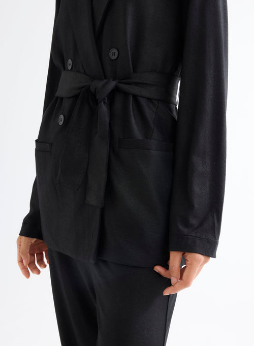 Veste Noir Manches Longues en Viscose et Élasthanne - MAJESTIC FILATURES