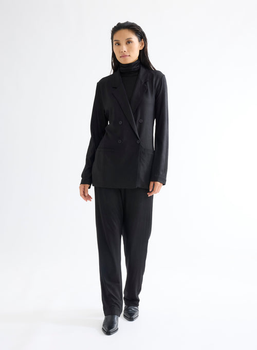 Veste Noir Manches Longues en Viscose et Élasthanne - MAJESTIC FILATURES