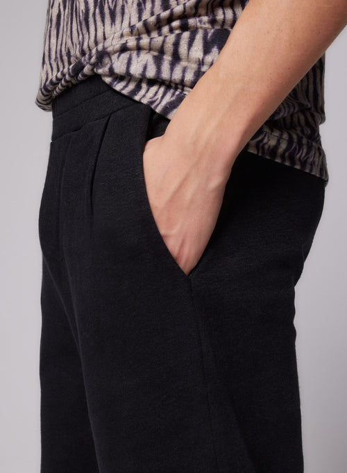 Pantalon Noir en Lin - MAJESTIC FILATURES