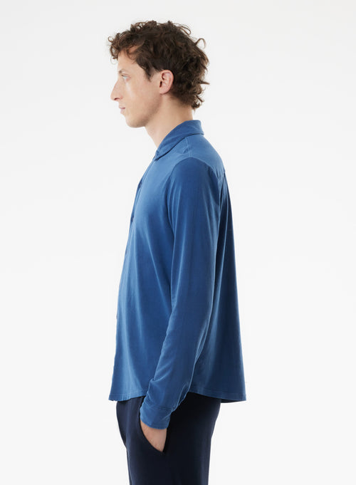 Chemise Bleue Manches Longues - MAJESTIC FILATURES