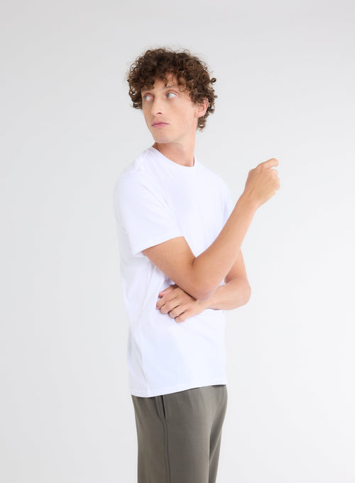 T-shirt Blanc Harold col rond manches courtes en Coton / Élasthanne - MAJESTIC FILATURES