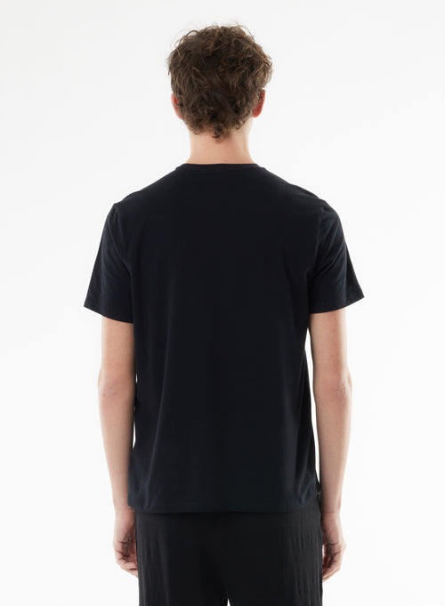 T-shirt Noir Harold col rond manches courtes en Coton / Élasthanne - MAJESTIC FILATURES