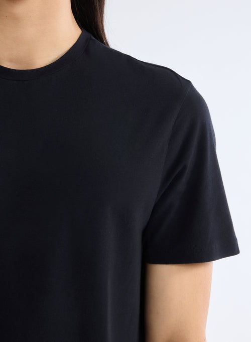 T-shirt Noir Harold col rond manches courtes en Coton organique et Elasthanne - MAJESTIC FILATURES