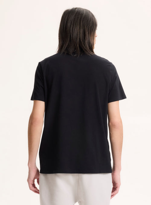 T-shirt Noir Harold col rond manches courtes en Coton organique - MAJESTIC FILATURES