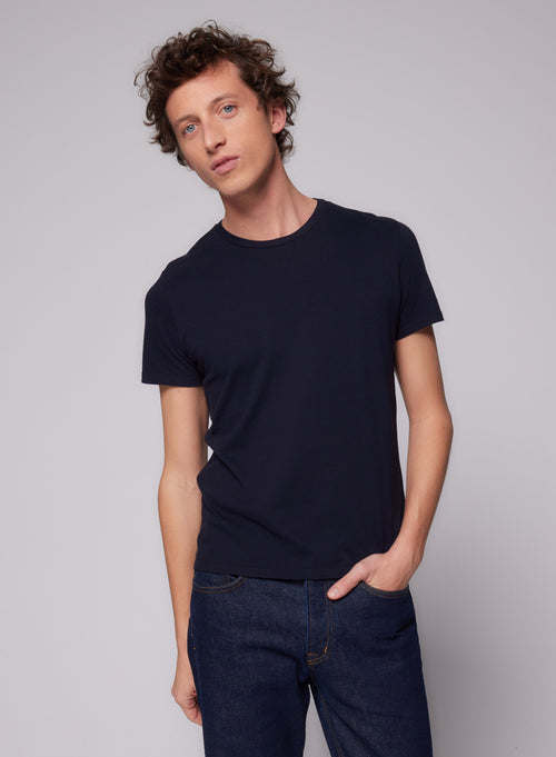 "Harold Cotton / Elastane short-sleeved round-neck T-shirt" - MAJESTIC FILATURES