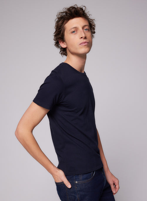 "Harold Cotton / Elastane short-sleeved round-neck T-shirt" - MAJESTIC FILATURES