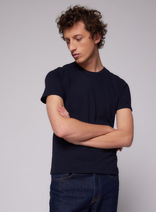 "Harold Cotton / Elastane short-sleeved round-neck T-shirt" - MAJESTIC FILATURES