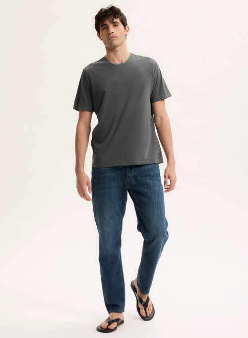 Blue Round Neck Long Sleeve T-shirt - MAJESTIC FILATURES