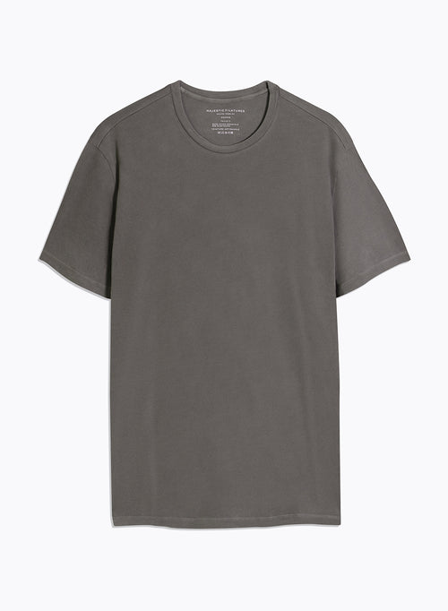 T-shirt Gris Harold col rond manches courtes en Coton organique et Elasthanne - MAJESTIC FILATURES