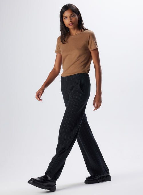 Pantalon Noir en Laine Merinos / Coton - MAJESTIC FILATURES