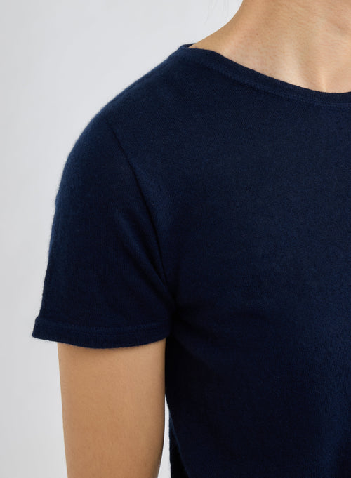 "Round Neck Short Sleeve T-shirt Cashmere" - MAJESTIC FILATURES