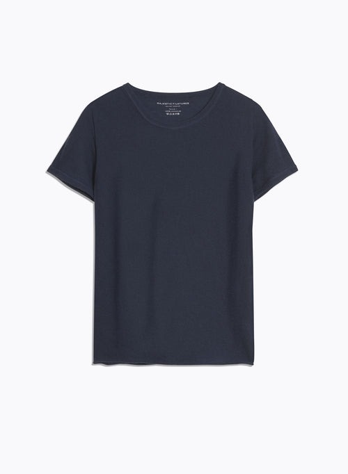 "Round Neck Short Sleeve T-shirt Cashmere" - MAJESTIC FILATURES