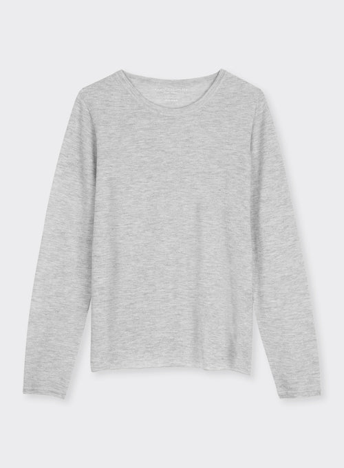 "Round Neck Long Sleeve T-shirt in Cashmere" - MAJESTIC FILATURES