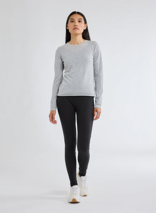 "Round Neck Long Sleeve T-shirt in Cashmere" - MAJESTIC FILATURES