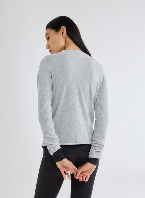 "Round Neck Long Sleeve T-shirt in Cashmere" - MAJESTIC FILATURES