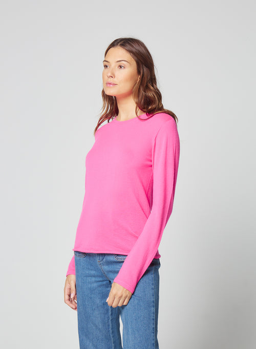 Tee shirt Rose Col Rond Manches Longues - MAJESTIC FILATURES