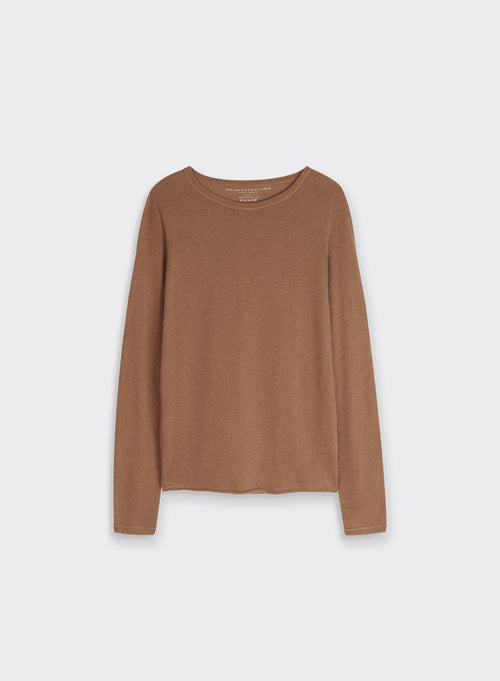 "Cashmere Long Sleeve Round Neck T-Shirt" - MAJESTIC FILATURES