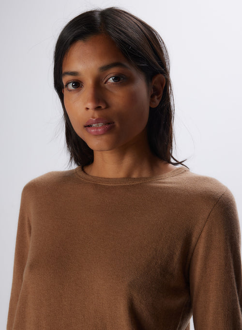 "Cashmere Long Sleeve Round Neck T-Shirt" - MAJESTIC FILATURES