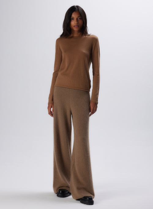 "Cashmere Long Sleeve Round Neck T-Shirt" - MAJESTIC FILATURES