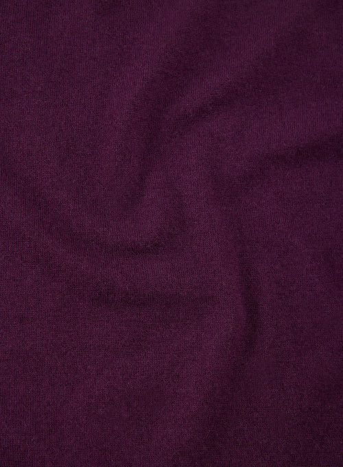 T-shirt Aubergine Col Rond Manches Courtes en Cachemire - MAJESTIC FILATURES