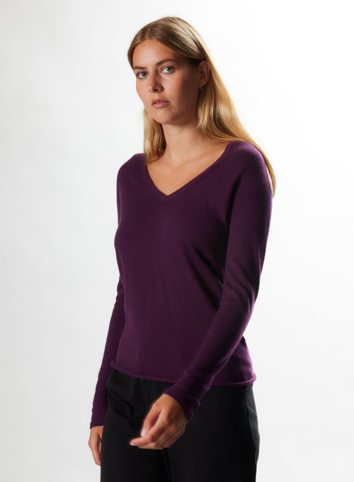 Pink Cashmere Long Sleeve Round Neck T-Shirt WOMEN|Majestic Filatures - MAJESTIC FILATURES