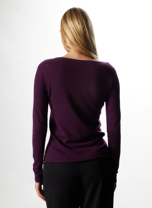 Pink Cashmere Long Sleeve Round Neck T-Shirt WOMEN|Majestic Filatures - MAJESTIC FILATURES