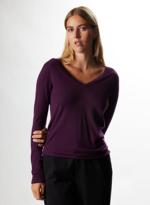 Pink Cashmere Long Sleeve Round Neck T-Shirt WOMEN|Majestic Filatures - MAJESTIC FILATURES