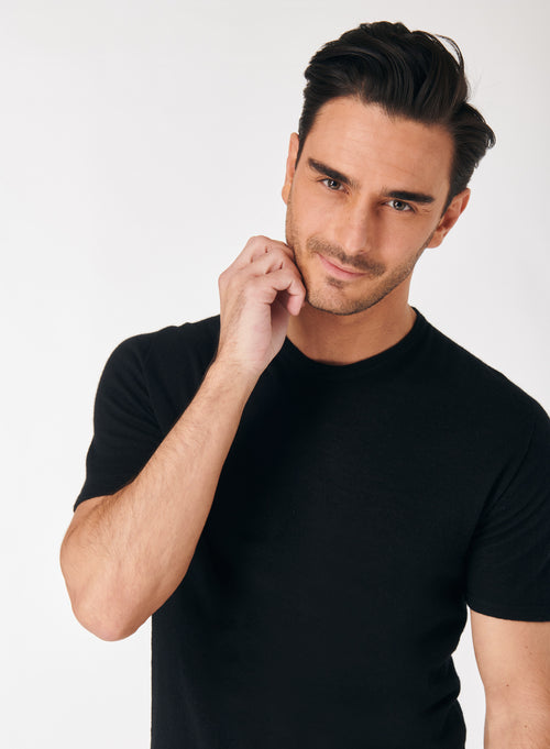 "Cashmere short sleeve round neck t-shirt" - MAJESTIC FILATURES