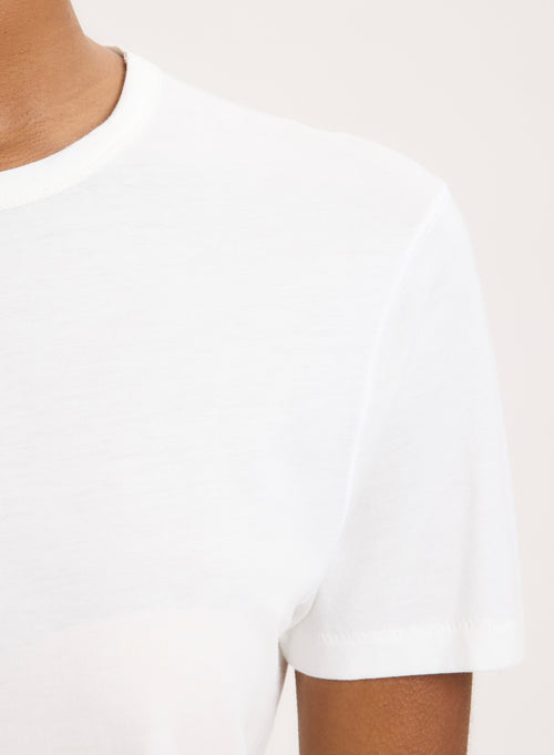 Milk Short Sleeve Crew Neck T-shirt in Lyocell, Tencel and Cotton - MAJESTIC FILATURES