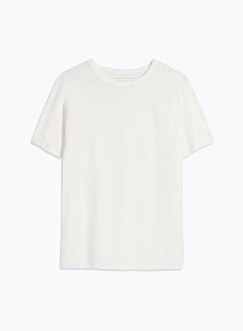 Milk Short Sleeve Crew Neck T-shirt in Lyocell, Tencel and Cotton - MAJESTIC FILATURES