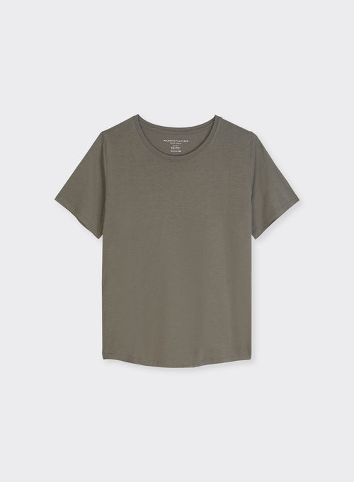 Tee shirt Militaire Col Rond Manches Courtes en Lyocell / Tencel / Coton - MAJESTIC FILATURES