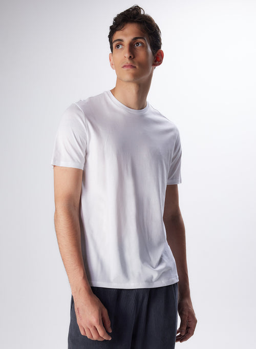 "Lyocell / Organic Cotton Short Sleeve Round Neck T-Shirt" - MAJESTIC FILATURES