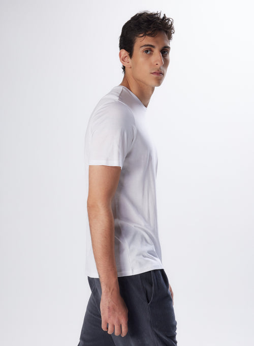 "Lyocell / Organic Cotton Short Sleeve Round Neck T-Shirt" - MAJESTIC FILATURES